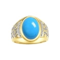 thumbnail image 1 of RYLOS Men's Rings 14K Yellow Gold Nugget Ring with Cabochon Gemstone & Diamonds Turquoise Rings For Men Size 11, 1 of 7