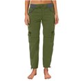thumbnail image 4 of Jsaierl Womens Casual Loose Cargo Pants Elastic Waist Drawstring Plus Size Pants Comfy Adjustable Leg Opening Straight Leg Pants with Pockets, 4 of 6