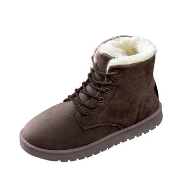 RKSTN Snow Boots for Women Fashion Casual Flat Comfort Sneakers Female Lace-up Solid Color Cotton Shoes Winter Warm Snow Snow Boots Shoes