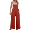 thumbnail image 1 of TrendOFT Combinaison une Pièce Femme Décontractée Été Ample Sans Manches Bretelles Spaghetti Réglables Pantalon Grand Extensible avec Poche Combinaisons une Pièce Rouge P, 1 of 1