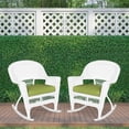 thumbnail image 2 of Pemberly Row Chaise Berçante en Osier Noire avec Coussin Vert (Ensemble de 2), 2 of 8