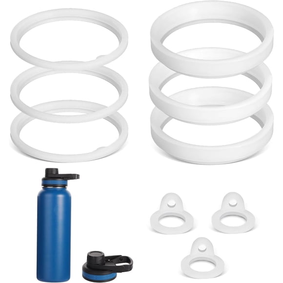HSHDLDF 9 Pcs Joint de Bouteille d'Eau de Rechange, Anneaux d'Étanchéité en Silicone Joints Accessoires de Bouteille d'Eau Pièces Blanc Joints en Silicone Hermétiques pour Contenant Isotherme Couvercle de Paille de Bouteille d'Eau 40oz Bouchon à Goulot & Spo