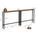 thumbnail image 3 of Ktaxon 79" Narrow Console Sofa Table with Charging Station, Long Couch Table with Metal Frame and Charge Station with 4.9ft Extension Cord, Rustic Brown, 3 of 11
