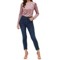 thumbnail image 2 of INSPIRE CHIC T-Shirts en Velours pour Femmes Col Rond Manches Longues Décontracté TP Rose, 2 of 7