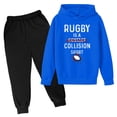 thumbnail image 1 of Hiiyo Big Boys Outfits Rugby Letter Print Hoodie and Sweatpants Sports Sweatsuit, 1 of 3