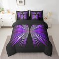 thumbnail image 2 of Erosebridal Abstract Butterfly Bedding Sets Queen Size, Geometry Lines Comforter Sets with Sheets, Purple, Reversible 7pcs, 2 of 5