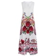 thumbnail image 4 of Leutsin Robe Longue Décontractée pour Femme avec Imprimé Rayé et Floral, Robe Maxi Sans Manches, 4 of 8