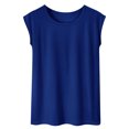 thumbnail image 1 of cfhntfmh Hauts d'Été pour Femmes Décontractés à Col Rond T-Shirts Basiques Unis Confortables Amples à Manches Courtes Chemises de Plage pour Vacances, 1 of 3
