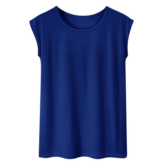 cfhntfmh Hauts d'Été pour Femmes Décontractés à Col Rond T-Shirts Basiques Unis Confortables Amples à Manches Courtes Chemises de Plage pour Vacances
