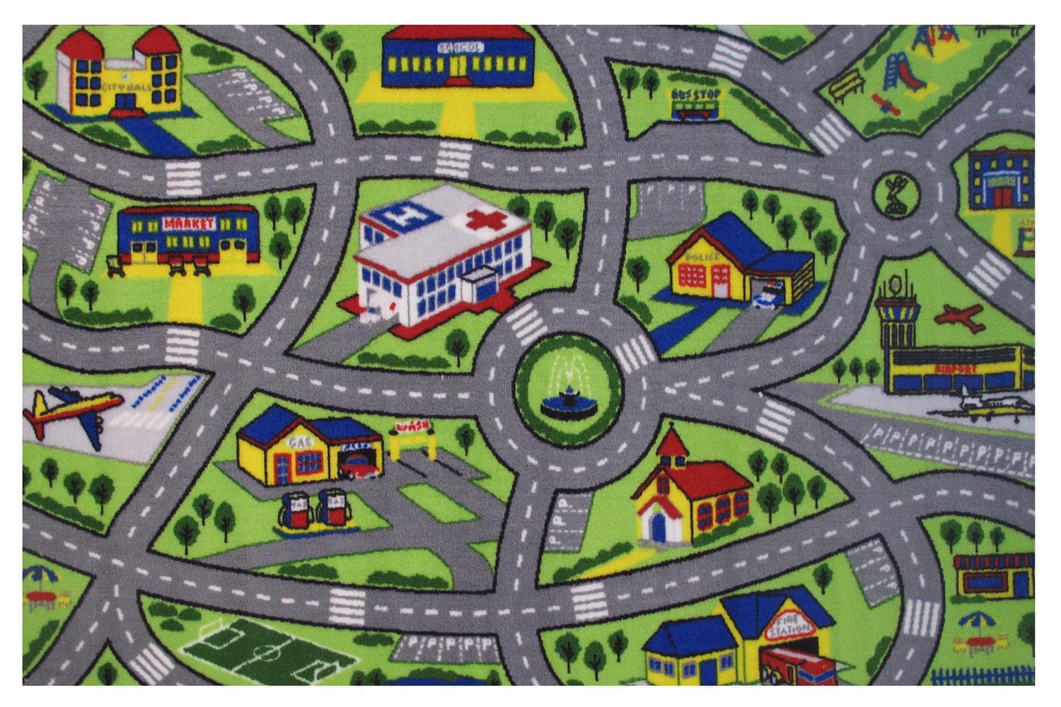 Tapis rectangle amusant pour enfant plaisir au volant multicolore nylon