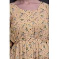thumbnail image 2 of Bimba Robe Midi Boutonnée Orange Bleu Baies et Oiseau Flowerpecker pour Femmes Tunique à Manches Longues Haut Smocké - Grand, 2 of 7