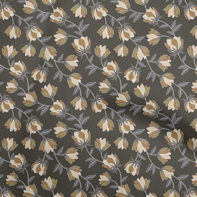 oneOone Polyester Spandex Brown Fabric Floral Craft Projects Decor Fabric Printed By The Yard 56 Inch Wide