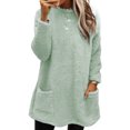 thumbnail image 1 of LUXUR Women Fuzzy Fleece T Shirt Loose Work Tops Light Green XL, 1 of 2