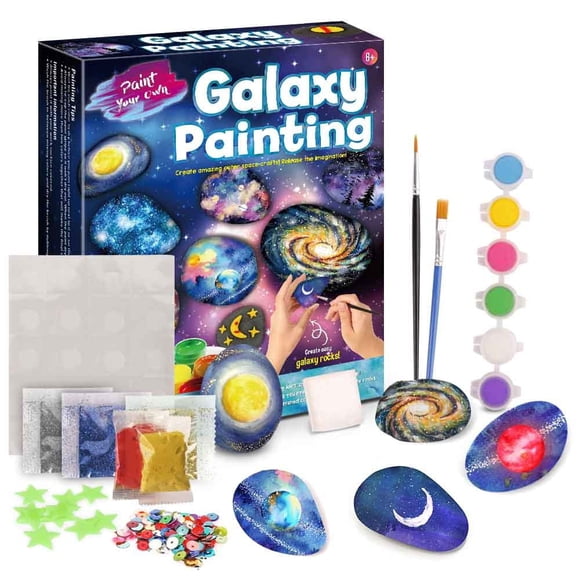 Hand Decor Galaxy Rock Painting Kit for Kid-Arts and Crafts for Girl &Boys Ages6-12-Craft Kits Art Set-Supplies for Painting Rocks-Best Tween Paint Gift Ideas for Kids Activities Age 6 7