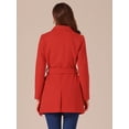 thumbnail image 4 of INSPIRE CHIC Women's Notch Lapel Double Breasted Belted Long Trenchcoat, 4 of 7