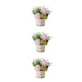 thumbnail image 2 of relayinert Simulation Flower Set Low Maintenance Easy To Clean Fake Peony Silk Hydrangea Flower Silk Artificial Flowers With Vase Pinellia Pink 3Set, 2 of 6