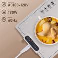 thumbnail image 2 of Foldable Flexible Silicone Household Table Hot Plate, 3-Speed Adjustable Temperature Food Heating Pad US Plug, 2 of 7