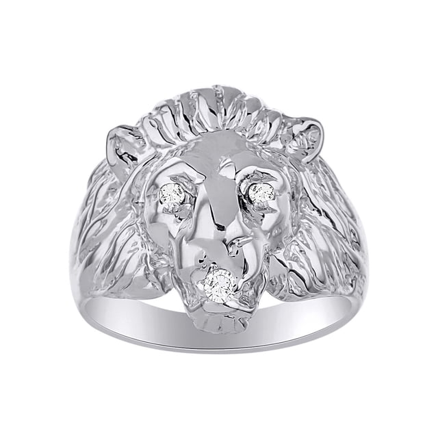 RYLOS Rings Sterling Silver* Conversation Starter Diamond & Gorgeous Precious Ruby, Sapphire or Emerald Lion Head Ring Size 6