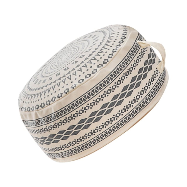 GROWTH TANK Large Pouf cover Decoration Textured Foot Rest Cover Decorative Handmade Woven black