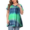 thumbnail image 4 of Heliisoer Plus Femmes Taille Tops Cravate-Teinte à Manches Courtes V-Cou Chemisier Plissé, 4 of 9