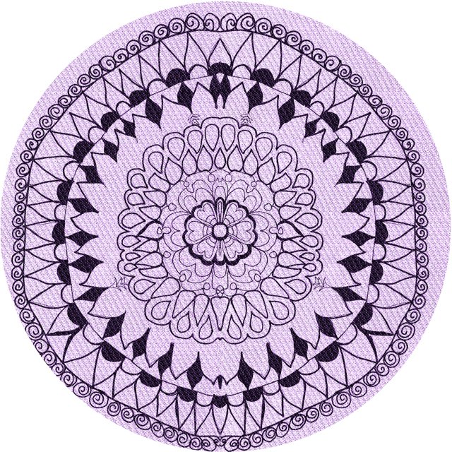 Ahgly Company Tapis d'Intérieur Ronds Lavables à la Machine, Style Transitionnel, Fleur Violette Violette, Tapis de Zone, 6 Pieds Rond