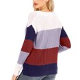 thumbnail image 4 of RKSTN Sweaters for Women Fashion Sleeves Round Neck Color Matching Loose Tops Blouse Knitted Sweater Fall Sweaters, 4 of 5