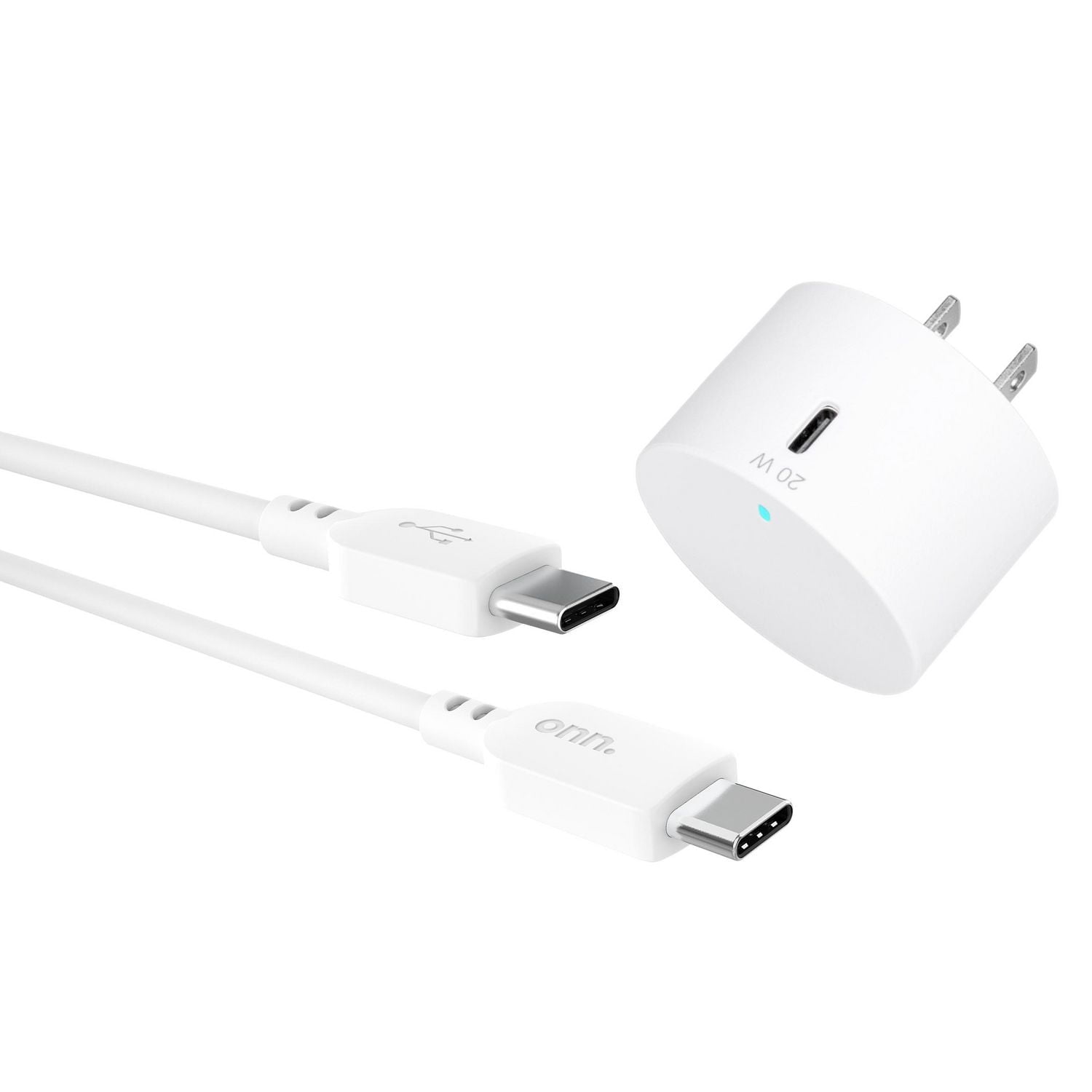 onn. Fast Charging USB Certified Wall Charger Kit with 20W Power Delivery for Smartphones