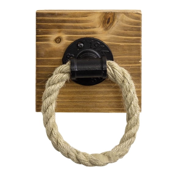 Porte-Serviettes Anneau Main Noir Support de Bain Anneaux Rustiques Nautiques Corde de Papier Toilette Salle de Bain Industrielle Ferme Adhésive