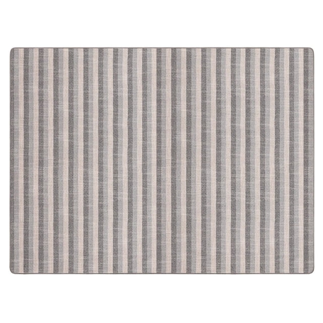 Tapis Gris à Profil Bas en Toile Wicklow 3 Pieds X 4 Pieds avec Rayures Grises Verticales, texture Tissée à Plat et Endos en Caoutchouc pour Empêcher le Glissement, Conçu pour Ajouter Chaleur et texture aux Planchers de Cuisine Ou de Salle de Bain, Convient Aussi comme Tapis d'Accent Antidérapant pour l'Entrée.