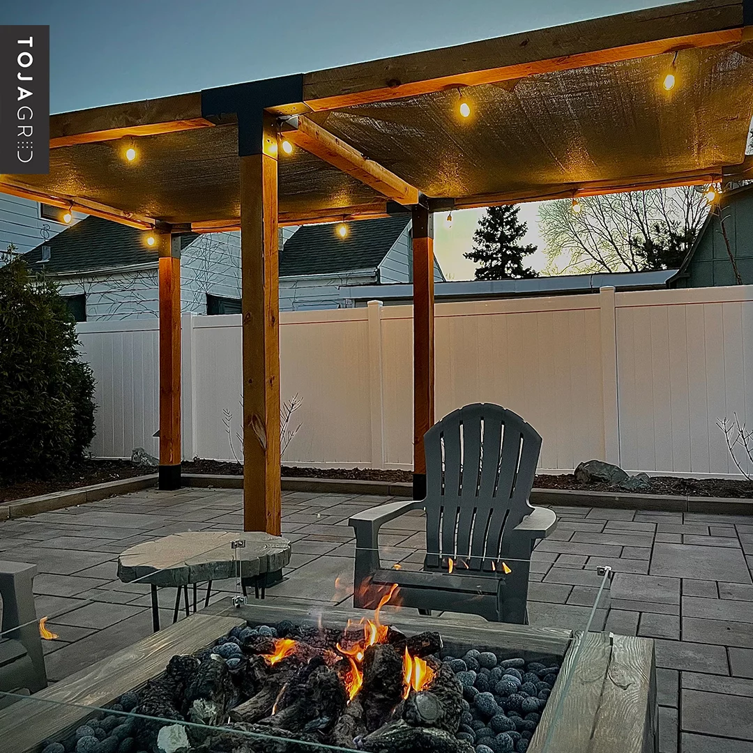 Toja 8' X 24' Double Pergola Kit With 2 Shade Sails For 4X4 Wood Posts