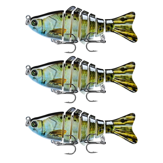 Lot de 3 Leurres de Pêche Eau Salée Appâts Réutilisables avec Perle Attraction Extérieure Swimbaits Artificiels Crankbait 10cm Type 9