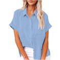 thumbnail image 1 of HAiming Womens Casual Cotton Linen Button down Short Sleeve Shirts Solid Summer Beach Blouses Tops with Pockets, 1 of 8