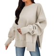 thumbnail image 3 of Timegard Womens Sweatshirt Long Sleeve Side Split Crewneck Oversized Pullover Fall Winter Loose Tops, 3 of 6