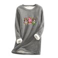 thumbnail image 2 of T-Shirts pour Femmes Col Rond Poche Épaissi Peluche Chaud Manches Longues Hauts pour Femmes en Liquidation, 2 of 5