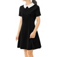 thumbnail image 2 of INSPIRE CHIC Robe Évasée pour Femme à Col Peter Pan avec Fermeture Éclair Dissimulée au Dos m Noir, 2 of 7