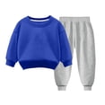 thumbnail image 2 of Pisexur Ensemble 2 Pcs pour Bébé Filles Garçons Automne Hiver Mode Décontractée Polaire Couleur Unie Manches Longues Col Rond Chandails en Molleton et Pantalons Vêtements de Détente Ensemble de Survêtement pour Enfants 3-8 Ans, 2 of 4