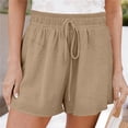 thumbnail image 2 of AherBiu Plus Size Shorts for Women Elastic Waist Drawstring Summer Casual Wide Leg Loose Fitting Solid Color Shorts, 2 of 7