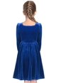 thumbnail image 2 of Robe Fille Bleu Royal Velours Perle Manches Longues Vacances Vintage 12 Ans, 2 of 7