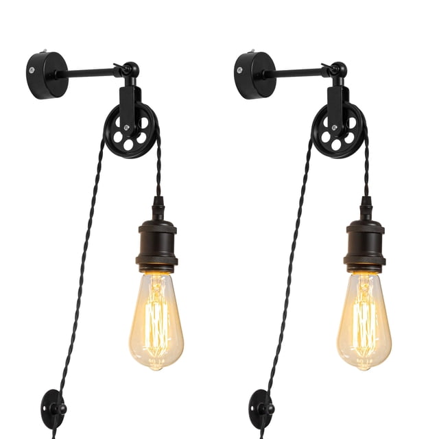 FSLIVING Plug In Wall Sconce Retro Adjustable Height Angle Lighting Fixtures