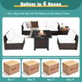 thumbnail image 3 of Patiojoy Patio Rattan 7PCS Cushioned Chair Set Furniture Set Thick Cushion w/ 50,000 BTU Propane Fire Pit Table for Garden Turquoise, 3 of 8