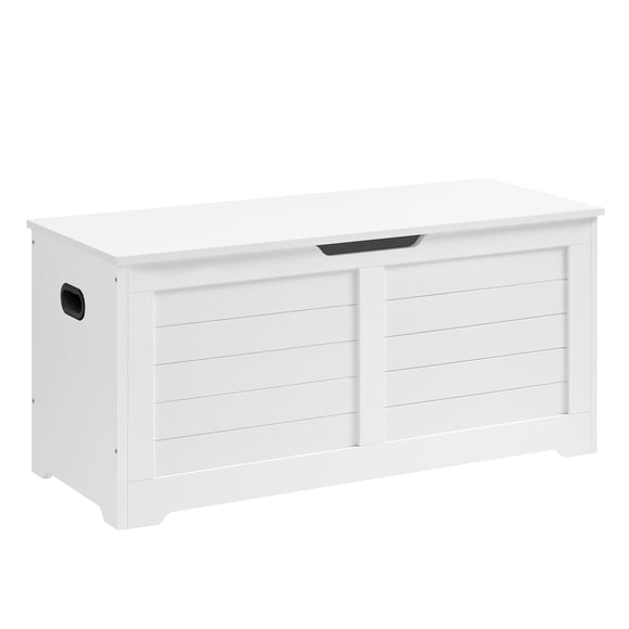 VASAGLE Coffre de Rangement, Malle de Rangement avec 2 Charnières de Sécurité, Banc de Rangement, Banc à Chaussures, 15.7 x 39.4 x 18.1 Pieds', Blanc