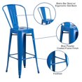 thumbnail image 2 of 30'' High Blue Metal Indoor-Outdoor Barstool with Back, 2 of 9