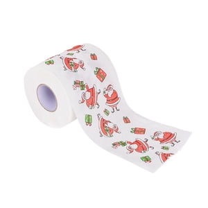 Amzcrzy Fournitures de nettoyage Motif de Noël couleur papier toilette Père Noël arbre imprimé tissu rouleau papier tissu papier serviette