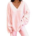 thumbnail image 3 of LUXUR Ensemble de Pyjama Épais en Polaire pour Femmes Rose L, 3 of 3