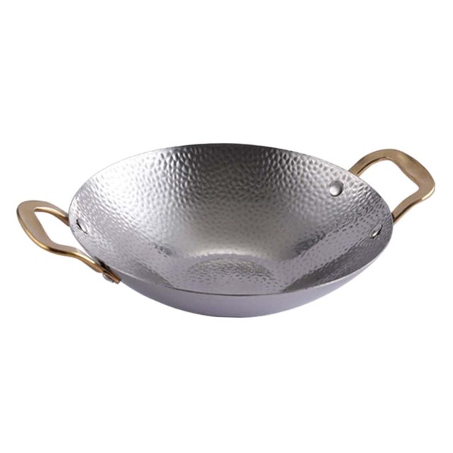 GUOOL Casserole à Ramen Coréenne à Deux Anses Poêle de Cuisson Casseroles Sèches Casserole Casserole pour Nouilles Instantanées Poignée Dorée