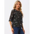 thumbnail image 2 of INSPIRE CHIC Women's Floral Print Chiffon Ruffle 3/4 Sleeve Flowy Blouse, 2 of 6