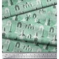 thumbnail image 3 of Soimoi Green Rayon Fabric Text & Monuments Architectural Decor Fabric Printed Yard 56 Inch Wide, 3 of 5