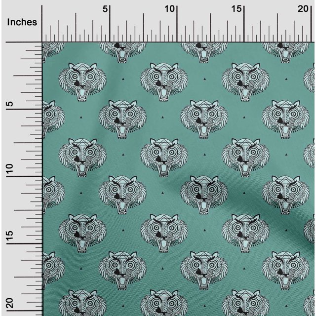 oneOone Cotton Flex Fabric Animal Face Block Printed Fabric 1 Yard 40 Inch Wide