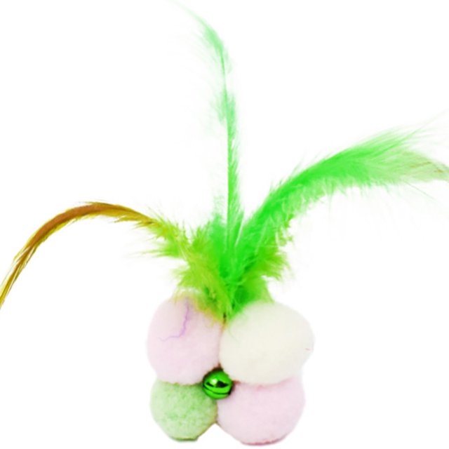 Bangcool Cat Chew Ball Plush Interactive Soft Cat Feather Ball Kitten Play Ball with Bell