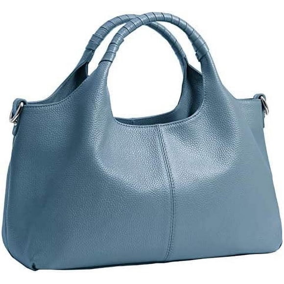Mostdary Women Top Handle Satchels Genuine Leather Handbags Large Capacity Work Tote Shoulder Crossbody Bags Sky Blue